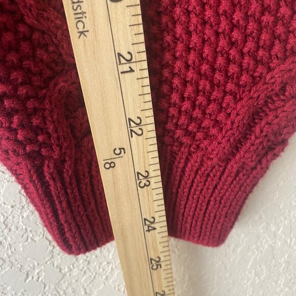 Ruff Hewn Chunky Cable Knit Sweater Womens L Ramie Cotton Crew Neck Cabin Core - Picture 12 of 13